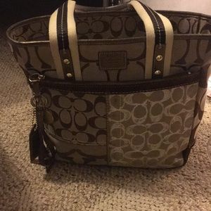 Coach tote brown gently used